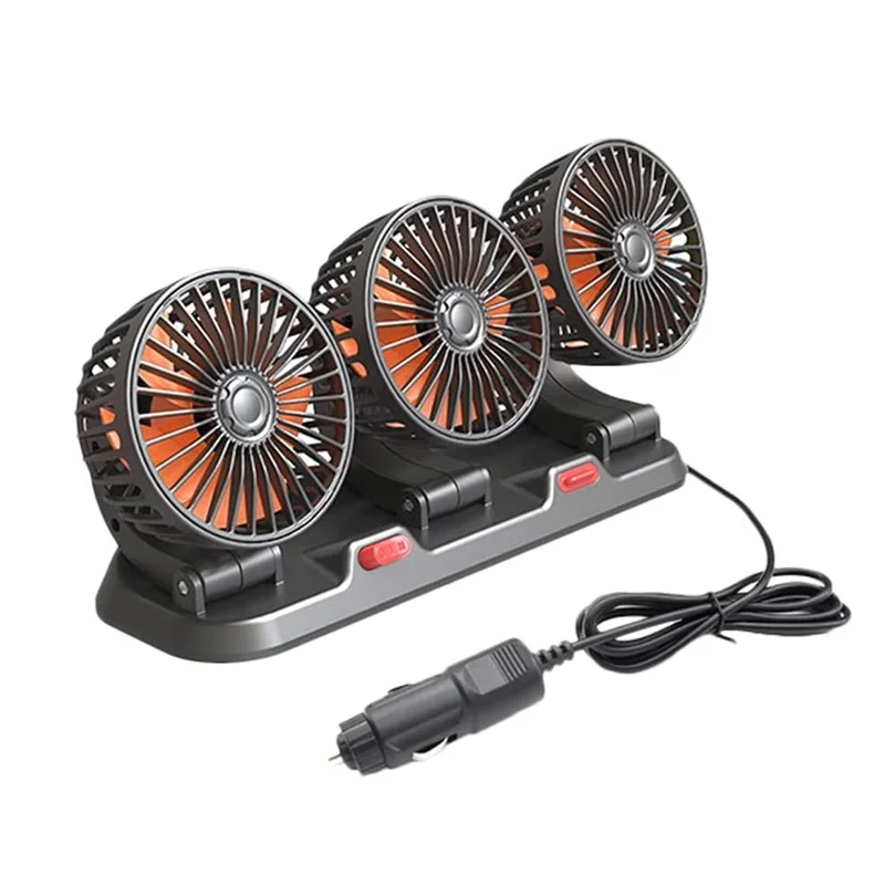 

Fan for Car Three-Head Fan for SUVs USB Cooling Air Small Personal Fan 2 Speeds Electric Fan for Truck Vehicle