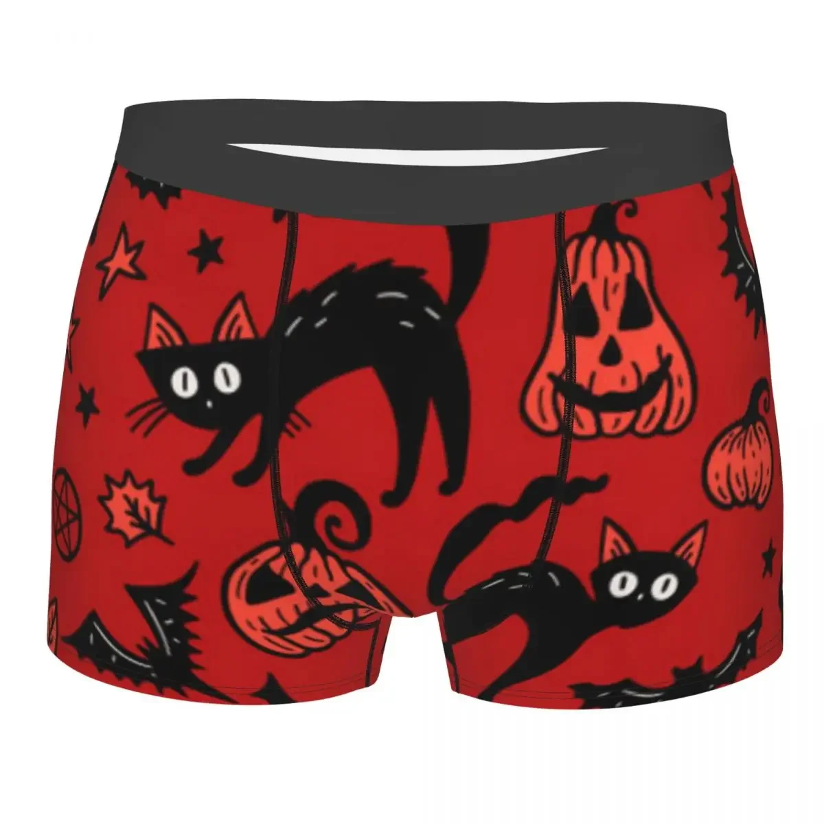 Boxer Men Shorts Underwear Male Mystical Cat Pumpkin Bat Boxershorts Panties Underpants Man Sexy