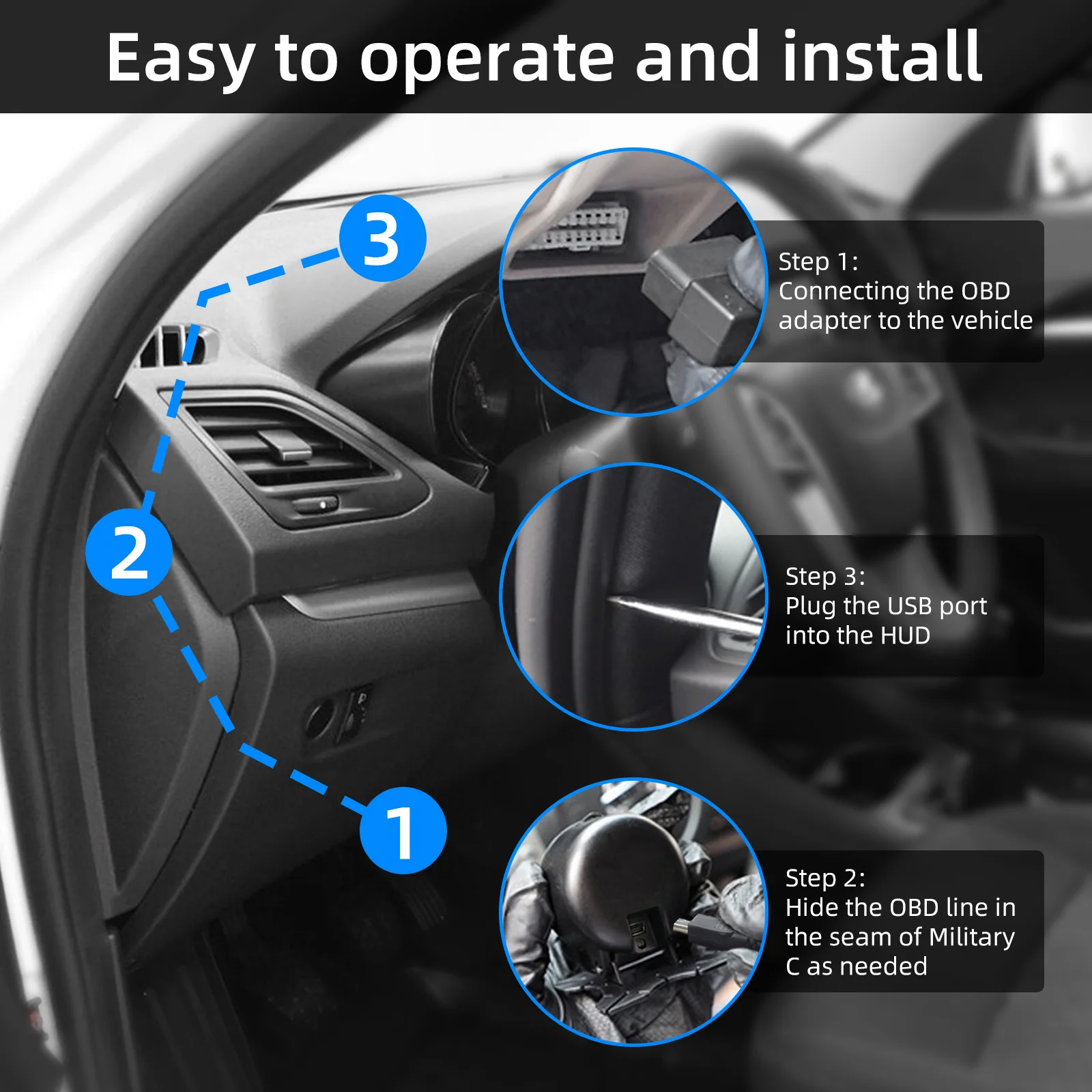 Nuovo A205 HUD Head-Up Display Rilevamento guasti OBD2 Visualizzazione Velocità Consumo carburante Temperatura Allarme tensione batteria Calibro OBD2