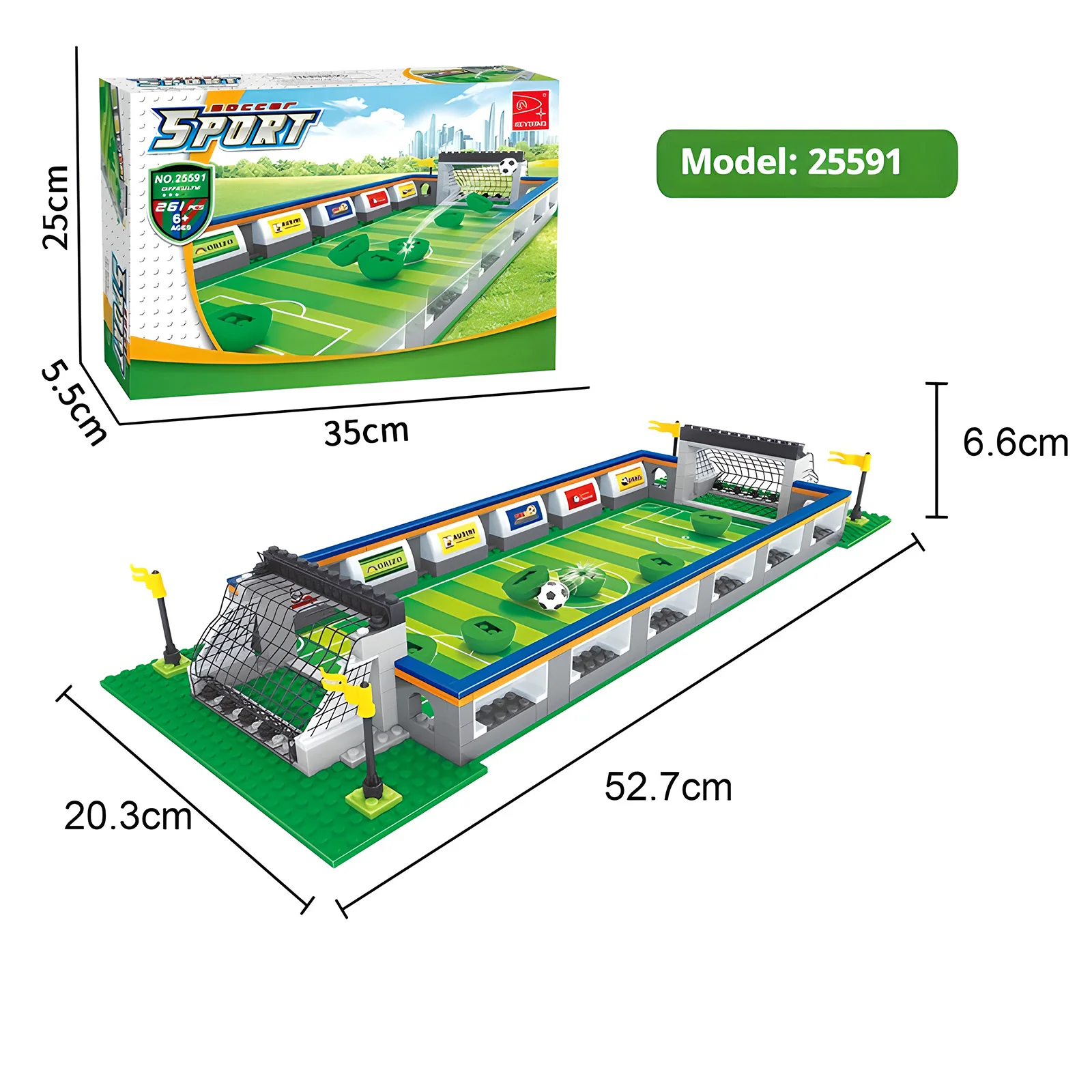 

Модели строительных блоков для баскетбольных площадок и футбольного поля с мини-фигурками персонажей, идеально подходящие для любителей спорта