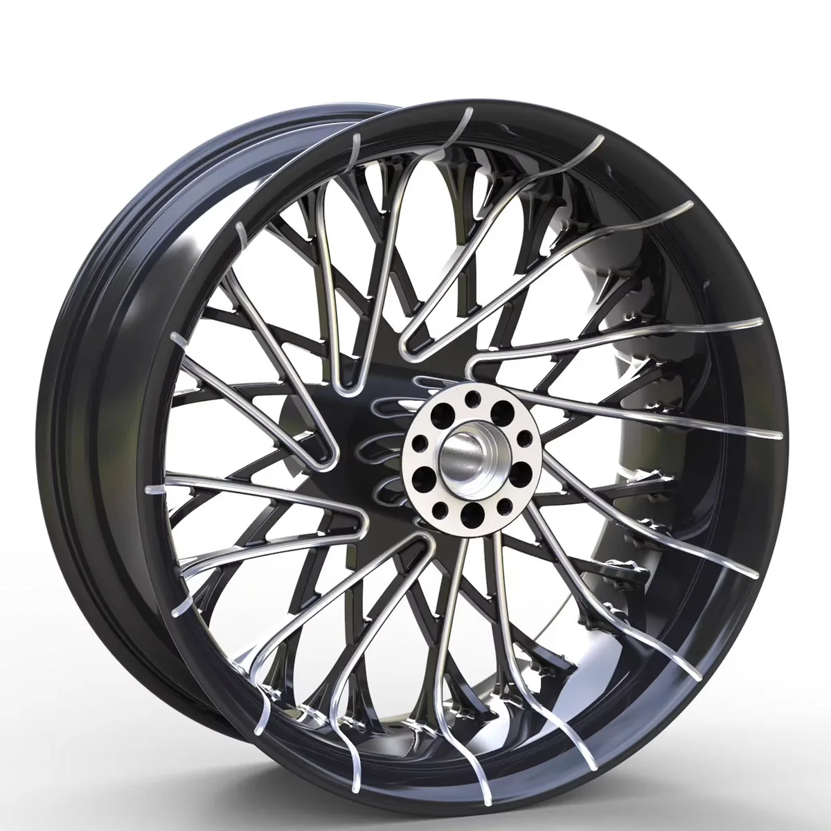 

Chrome Color Aluminum Alloy Wheel Accessories for Front & Rear Compatible with for Harley 08-later FLSTF FLSTFB FLSTFBS