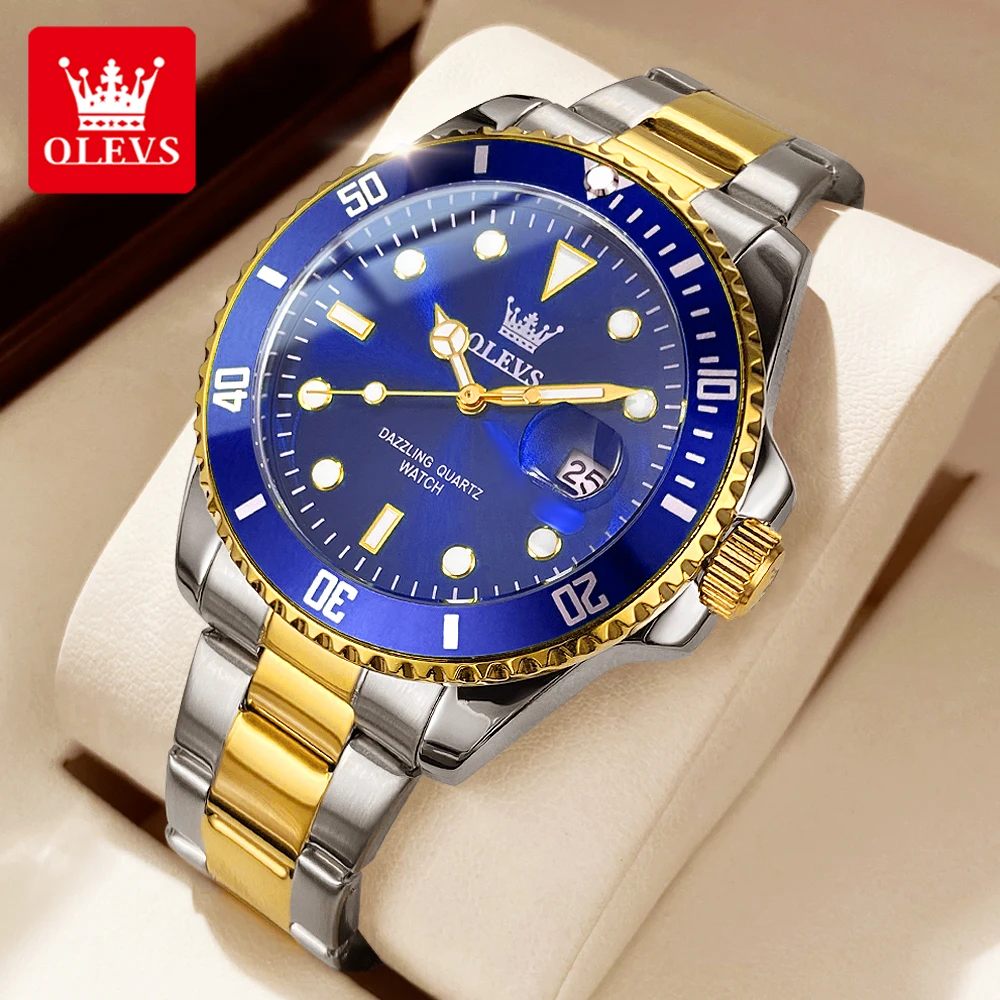 

Мужские кварцевые часы OLEVS 5885 с автоматической датой, из нержавеющей стали, водонепроницаемые, светящиеся, повседневные.