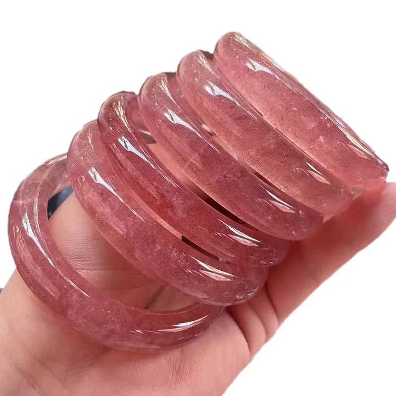 Natural Starlight Red Strawberry Bracelet Attracting Peach Blossoms and Love Pink Quartz Jade Bra