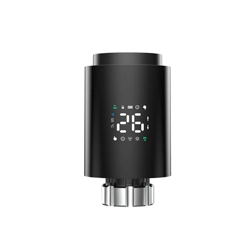【Big Deal】Tuya Smart Zigbee Radiator Actuator TRV Programmable Thermostatic Radiator Valve App Remote Easy Install Black