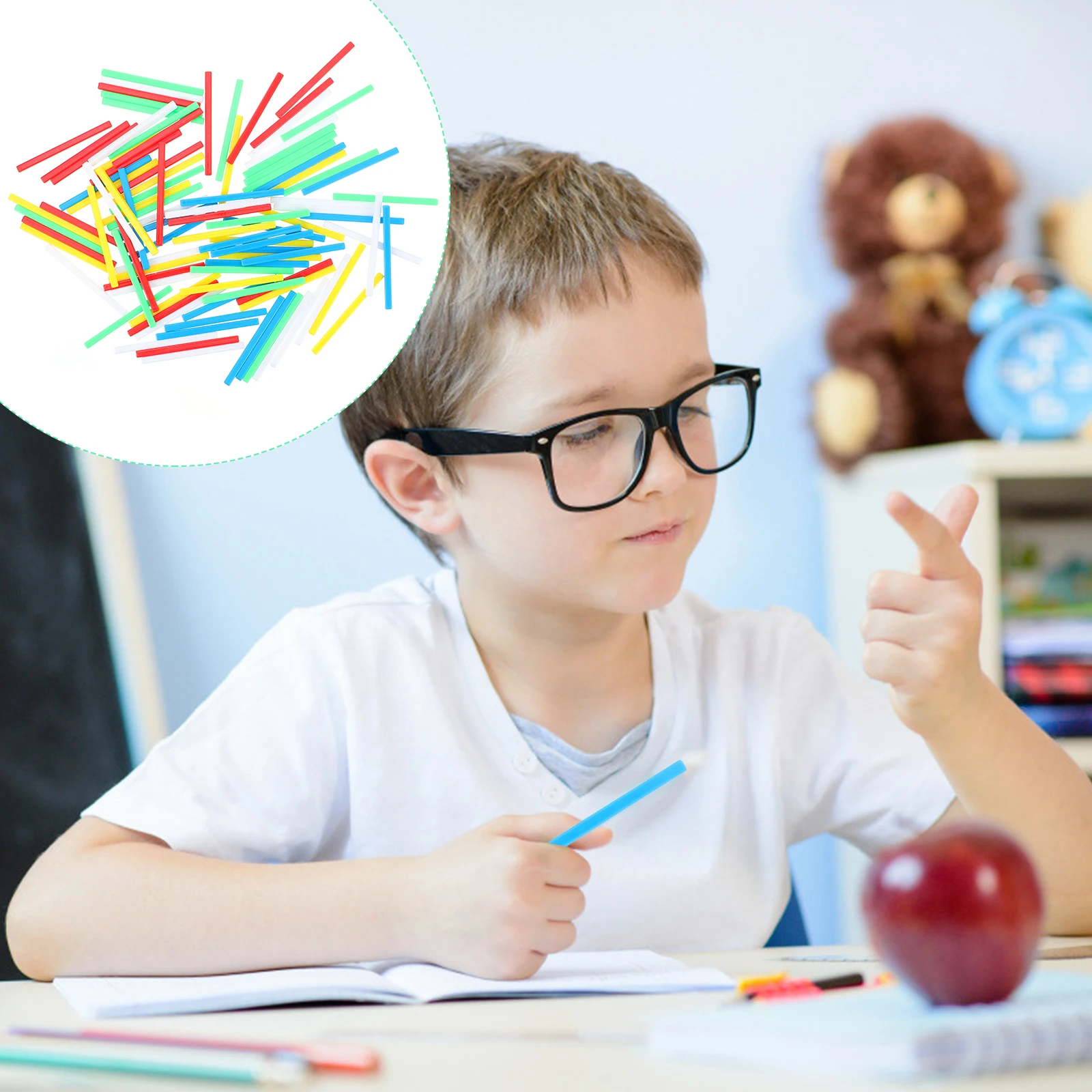 2 sacchetti Manipolatori matematici Aste per contare Giocattolo per bambini Giocattoli per l'illuminazione Bambino in legno