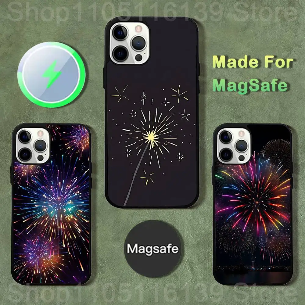 

Colorful Fire-works Phone Case For iPhone 17,16,15,14,13,12,11,Pro,Max,Plus,Mini,SE4,E Magnetic Magsafe Wireless Charging