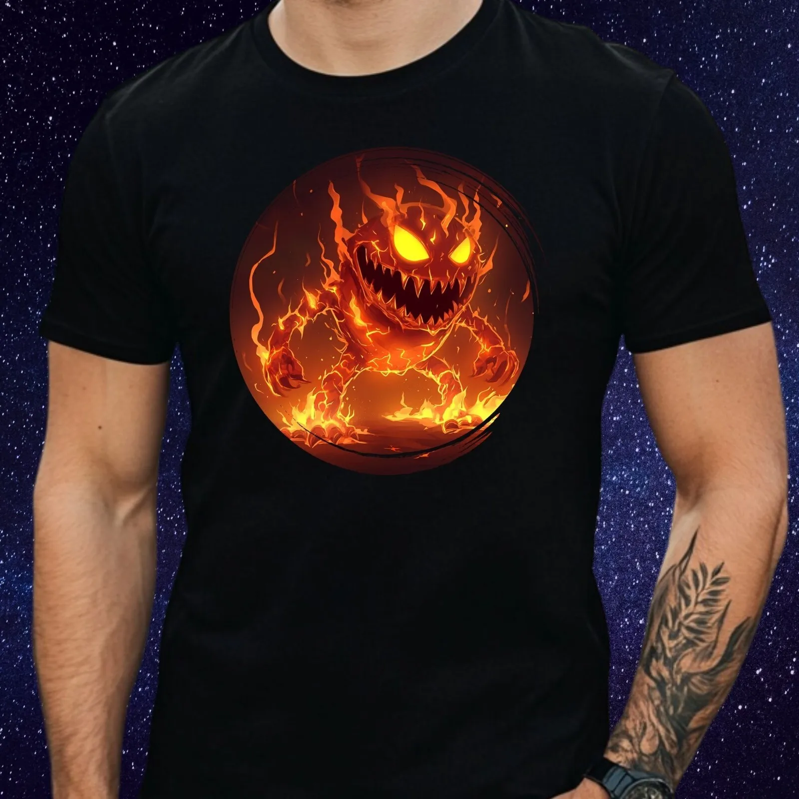 Mens Lava Monster Motif Cotton T-Shirt Size XS to 5XL