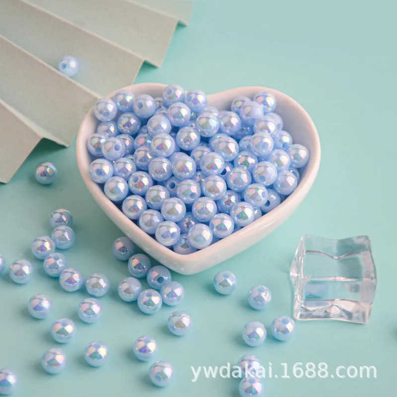Acrylic Beads For Jewelry Making Macaron Solid Color Ab Color Beads Round Beads Diy Bead Making Handmade Plastic Loose Beads