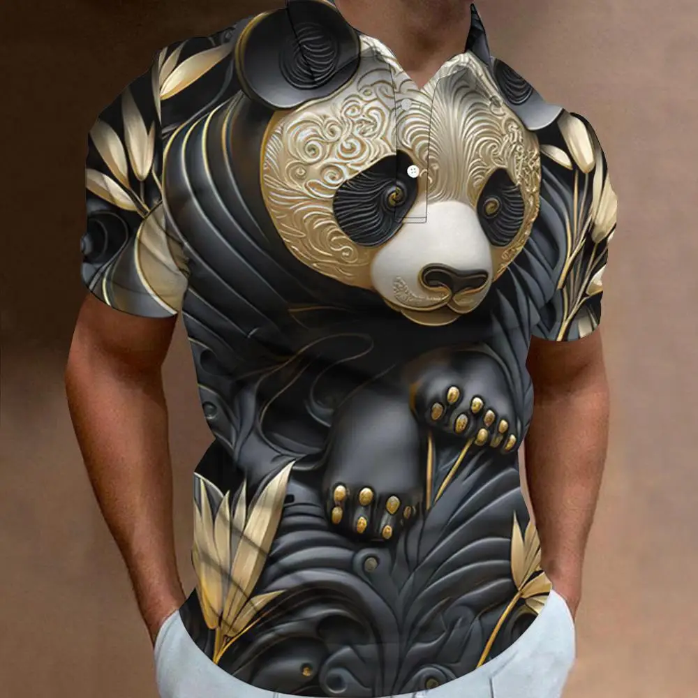 Nuova Polo con stampa animalier 3d per uomo t-Shirt Polo da uomo retrò Street Fashion abbigliamento uomo felpa da Golf allentata oversize Top