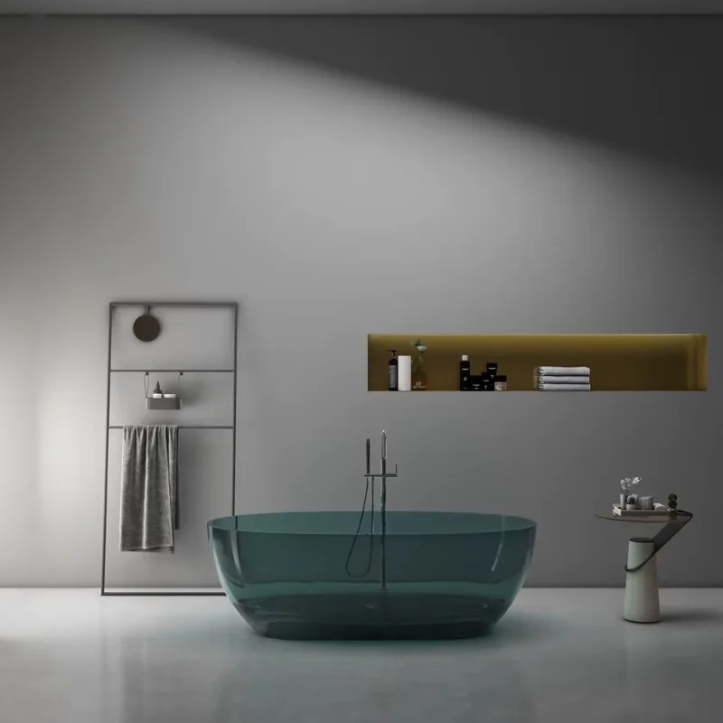 Italian Design Blue Color Clear Transparent Home Baths Tubs Freestanding Crystal Resin Bathtubs