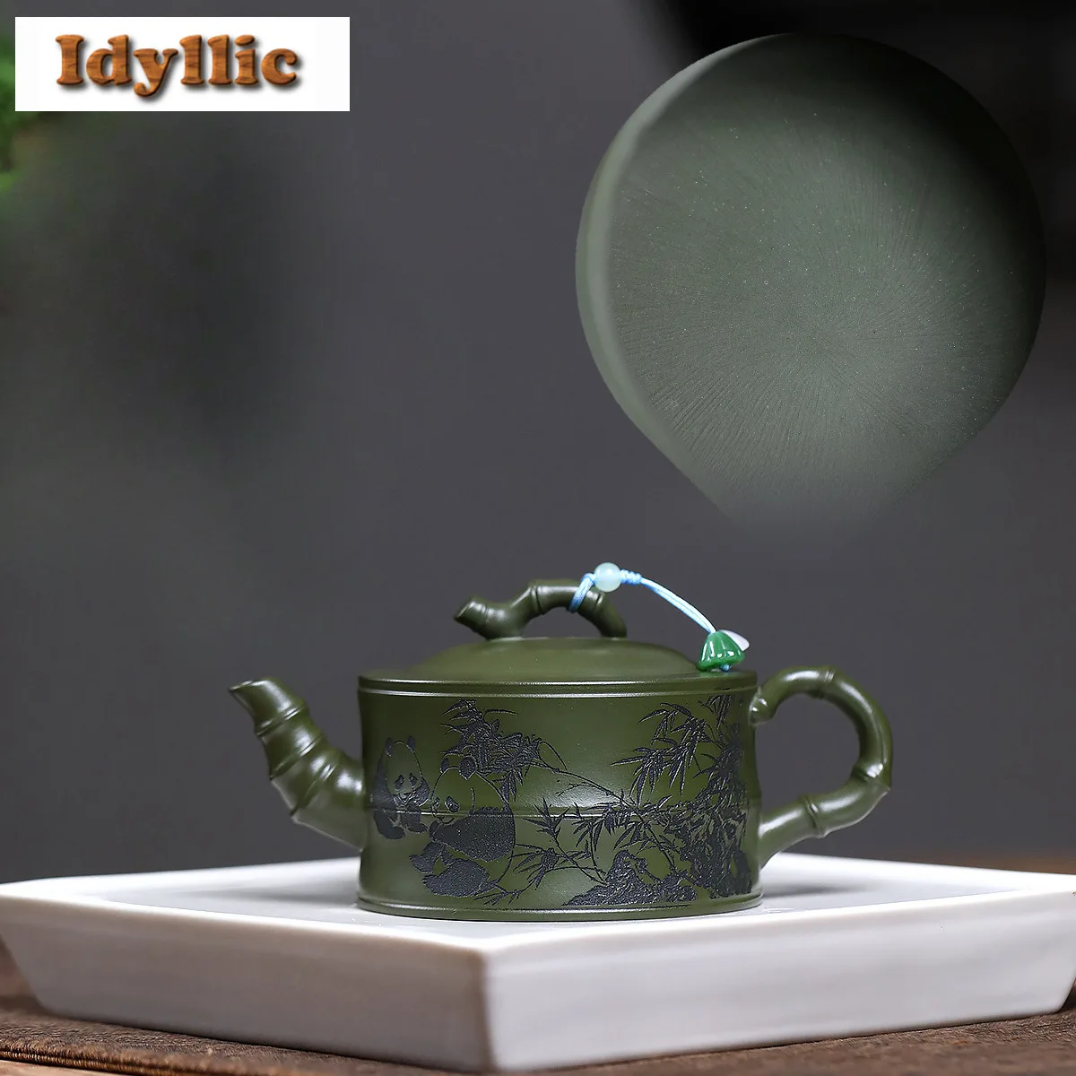 

240ml Traditional Yixing Purple Clay Teapots Handmade Bamboo Joint Pot Raw Ore Green Mud Kettle With Filter Zisha Tea Set Craft