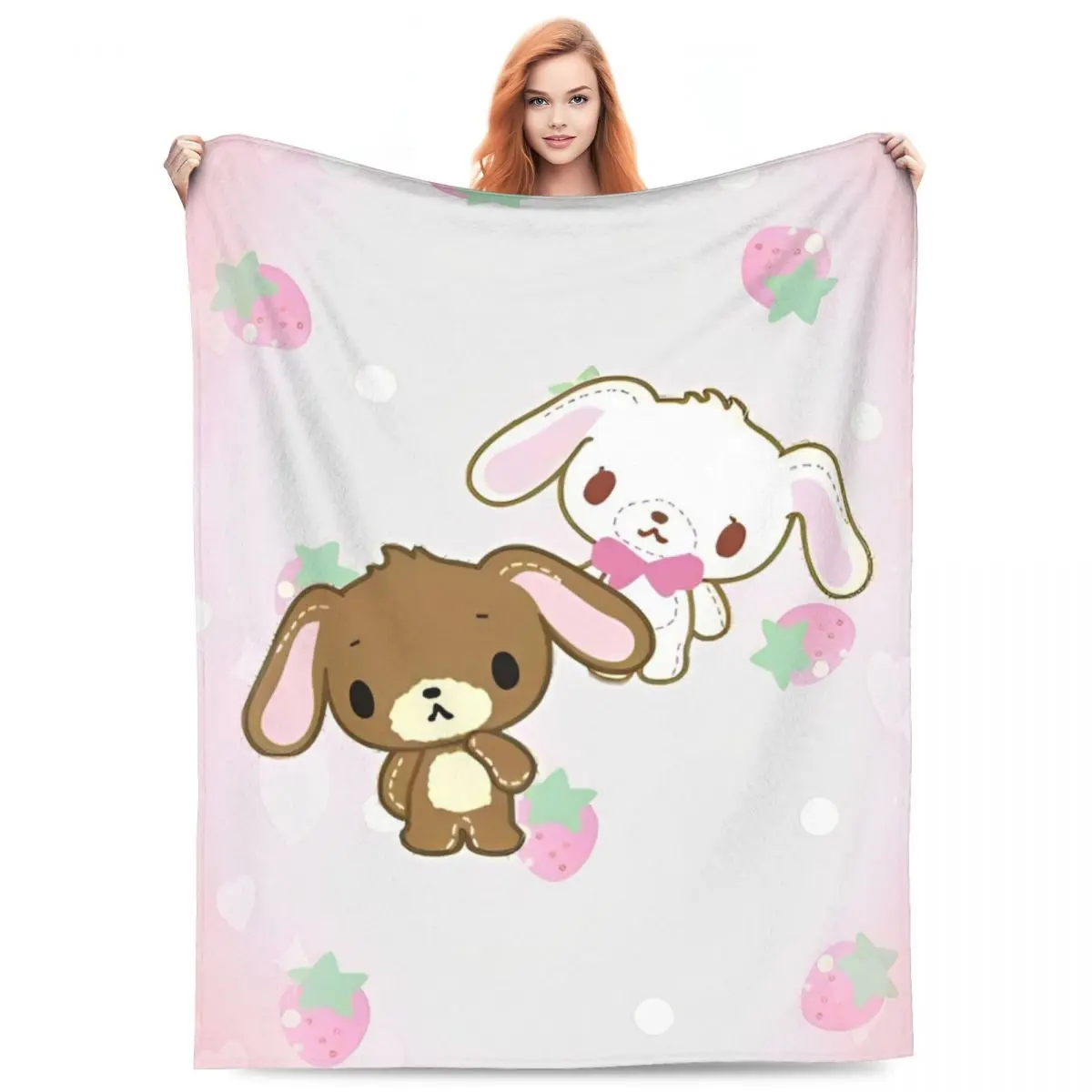 Cute Sugarbunnies Blankets Sanrio Sugar Rabbit Flannel Awesome Warm Throw Blanket for Home All Season