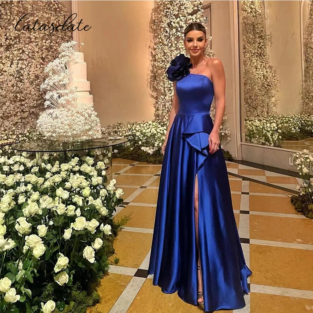 Catasdate Royal Christmas Party Dress One Shoulder Evening Dress for Women vestidos para eventos A Line Formal Occasion Dresses