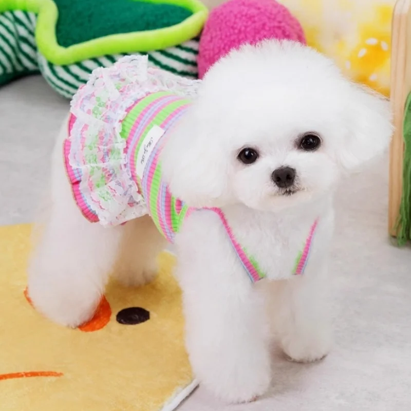 Vestido verano rayas para perros pequeños y gatos – Cute y práctico - imagen 2