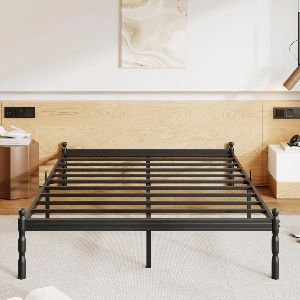 

14 inch Queen Size Bed Frame w/Mattress Slide Stopper, 1500LBS Heavy Duty Steel Slats, No Box Spring Needed, Platform Noise-Free