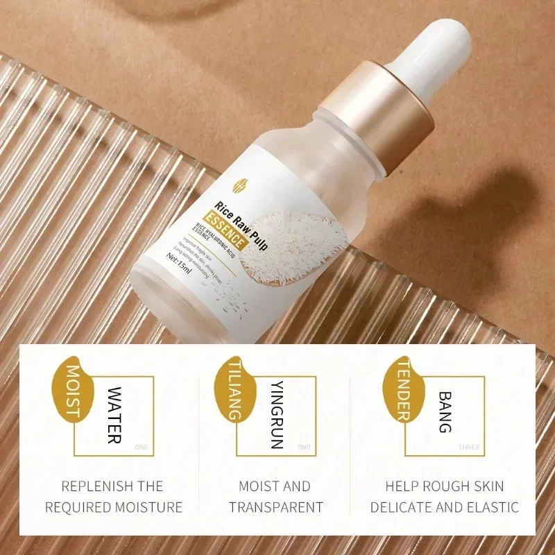 Rice Raw Pulp Serum Hyaluronic Acid Face Essence Nourishing Moisturizing Whitening Anti-Wrinkle Serum Women Facial Skin Care