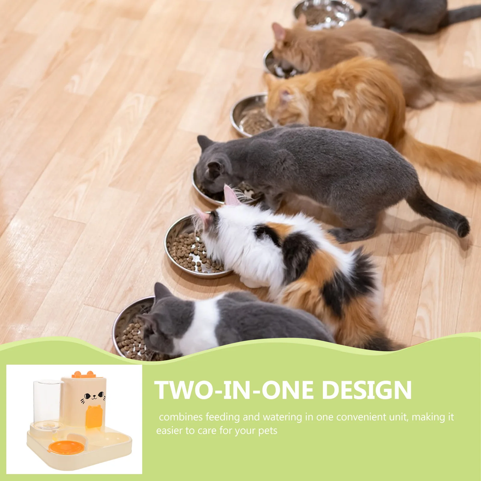 

Automatic Cat Feeder Water Dispenser 2 in 1 Timed Portion Control Large Capacity Durable Easy Clean Pet Food Bowl Fountain