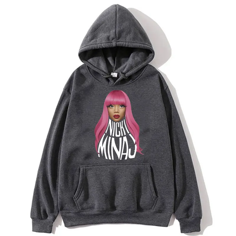 Rapper Nicki Minaj Print Hoodie Men Women Fashion Hip Hop Vintage Hooded Sweatshirt Casual Warm Oversized Y2k Clothes Streetwear