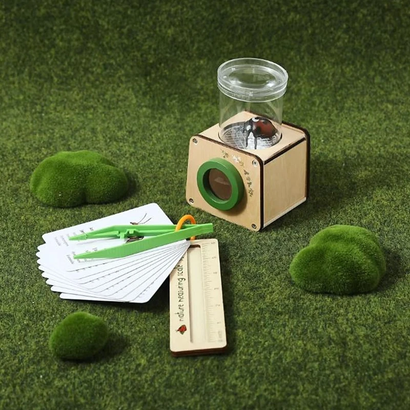  Kids Educational Viewer Wooden Insect Catcher Observation Toy with Magnifier
