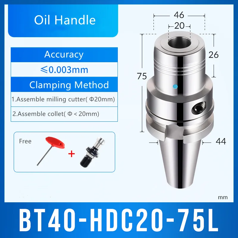 BT40-HDC20-75 Oil Handle for CNC milling cutter machine