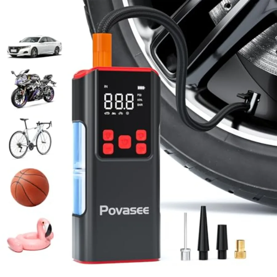 

Tire Inflator Portable Air Compressor 150PSI Portable Air Pump for Tires Cordless Car Tire Inflator with LCD DisplayFlashlight