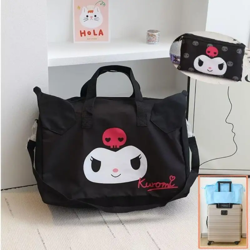 سانريو الساخن الكرتون حقيبة التخزين Kuromi عربات التي تجرها الدواب حقيبة Kawaii حقيبة يد للسفر طالب عنبر الأمتعة حقيبة الملابس المنزلية حقيبة جديد