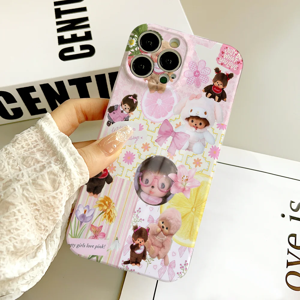 เคสโทรศัพท์ FUNDA สำหรับ Samsung S25 S24 S23 A07 A17 A06 4G 5G เคลือบเงา HD แข็ง ฟิล์มการ์ตูนน่ารัก M-Mon C-Chichi