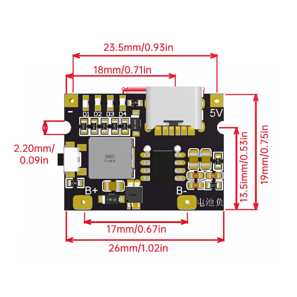 Placa base de energía móvil 5V3A, módulo de protección de carga/descarga de batería de iones de litio de 3,7 V y 4,2 V con pantalla de electricidad