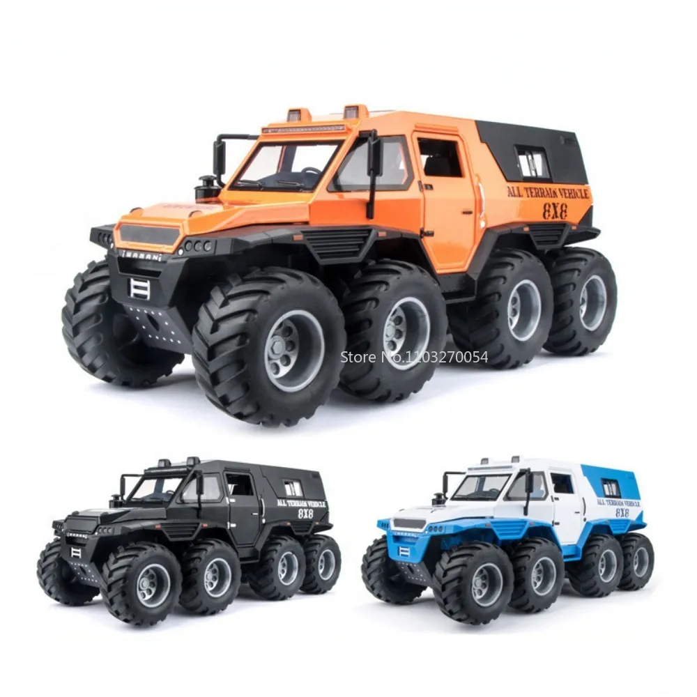 1/24 Russian Avtoros Shaman 8*8 Toys Car Model Alloy Diecasts With Light Sound Pull Back Off-Road Vehicle For Boy Birthday Gifts