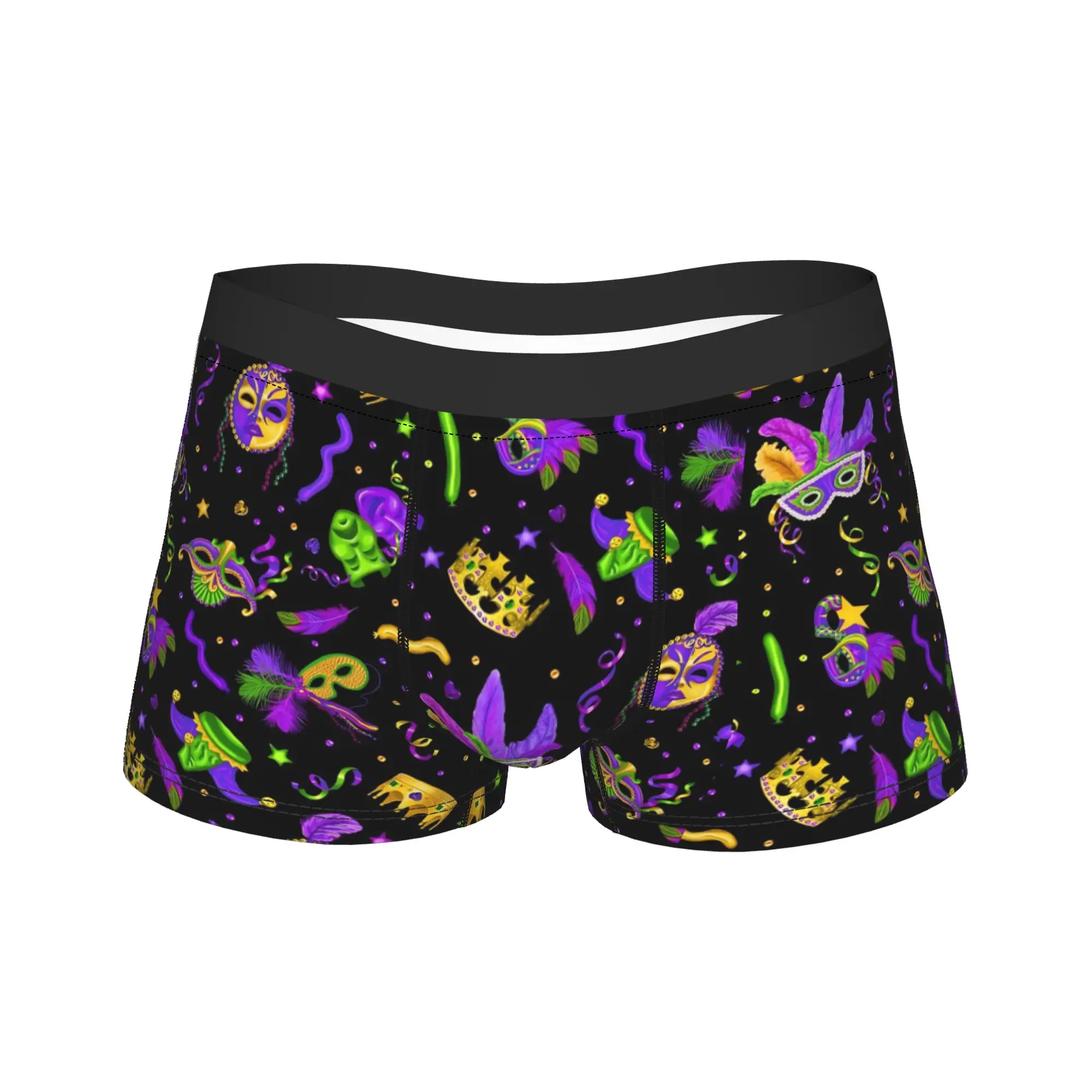 

Mardi Gras Men Underwear Boxer Briefs Shorts Panties Funny Breathable Underpants for Male Plus Size