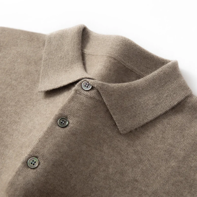 100% puro cashmere gola polo masculina pulôver2025 outono e inverno novo suéter de malha de caxemira negócios casual masculino topo
