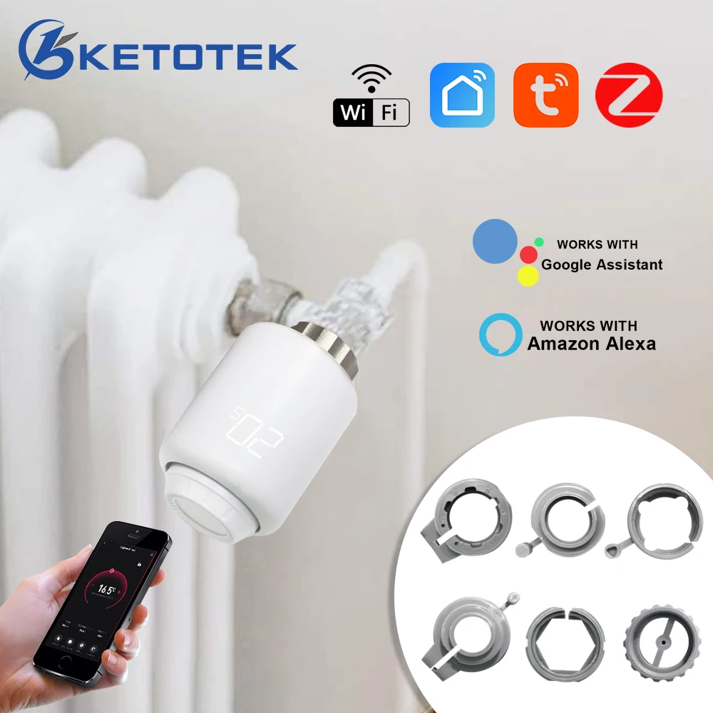 Tuya ZigBee Smart Radiator Actuator Thermostat Temperature Controller TRV Thermostatic Radiator Valve Voice Control with Alexa