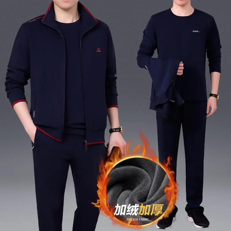 Winter Fleece Sportswear Tracksuit Running Sets Jogging 3 PCS Fitness husband's Gift Thicken Warm Fashion Sport Velvet Tracksuit