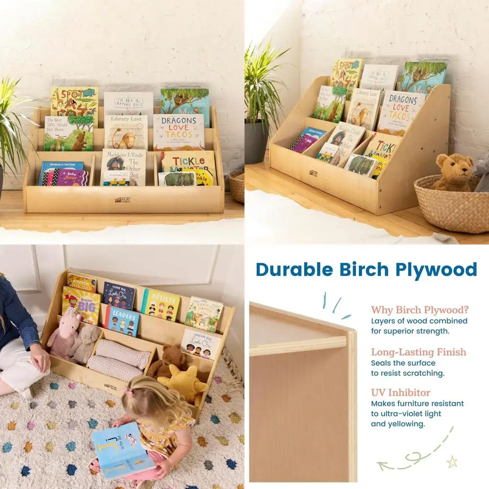 

Удобная 5-секционная книжная полка для классной комнаты, естественная отделка, прочное хранилище