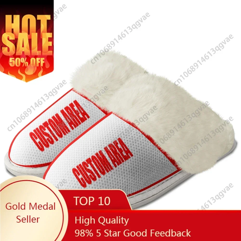

Custom Raw Edge Slippers Diy Warm Shoes Men And Women Home Plush Slippers Cotton Bedroom Custom Thermal Light Slippers