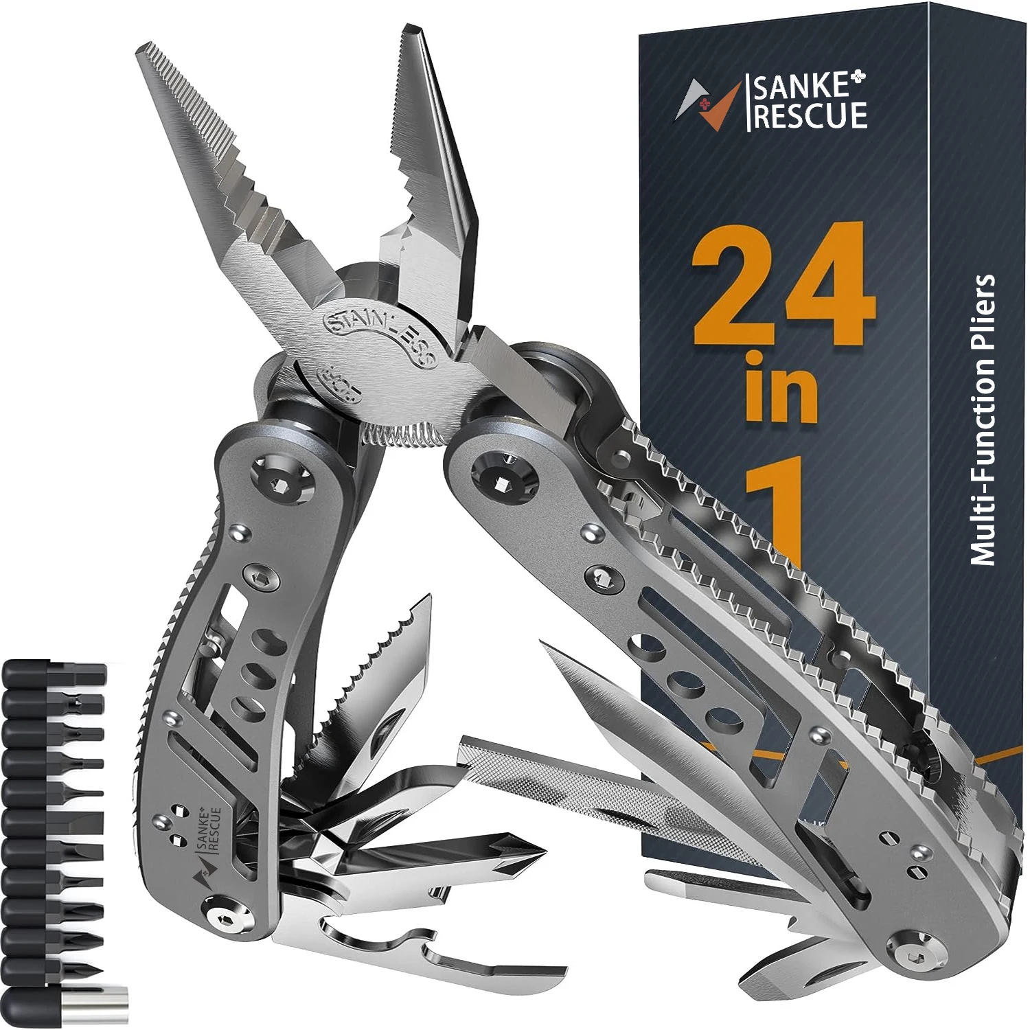 Multitool 24 in 1 Multi Tool Plier Wire Stripper Folding Pliers Outdoor Camping Portable Folding Pocket Pliers Knife Hiking