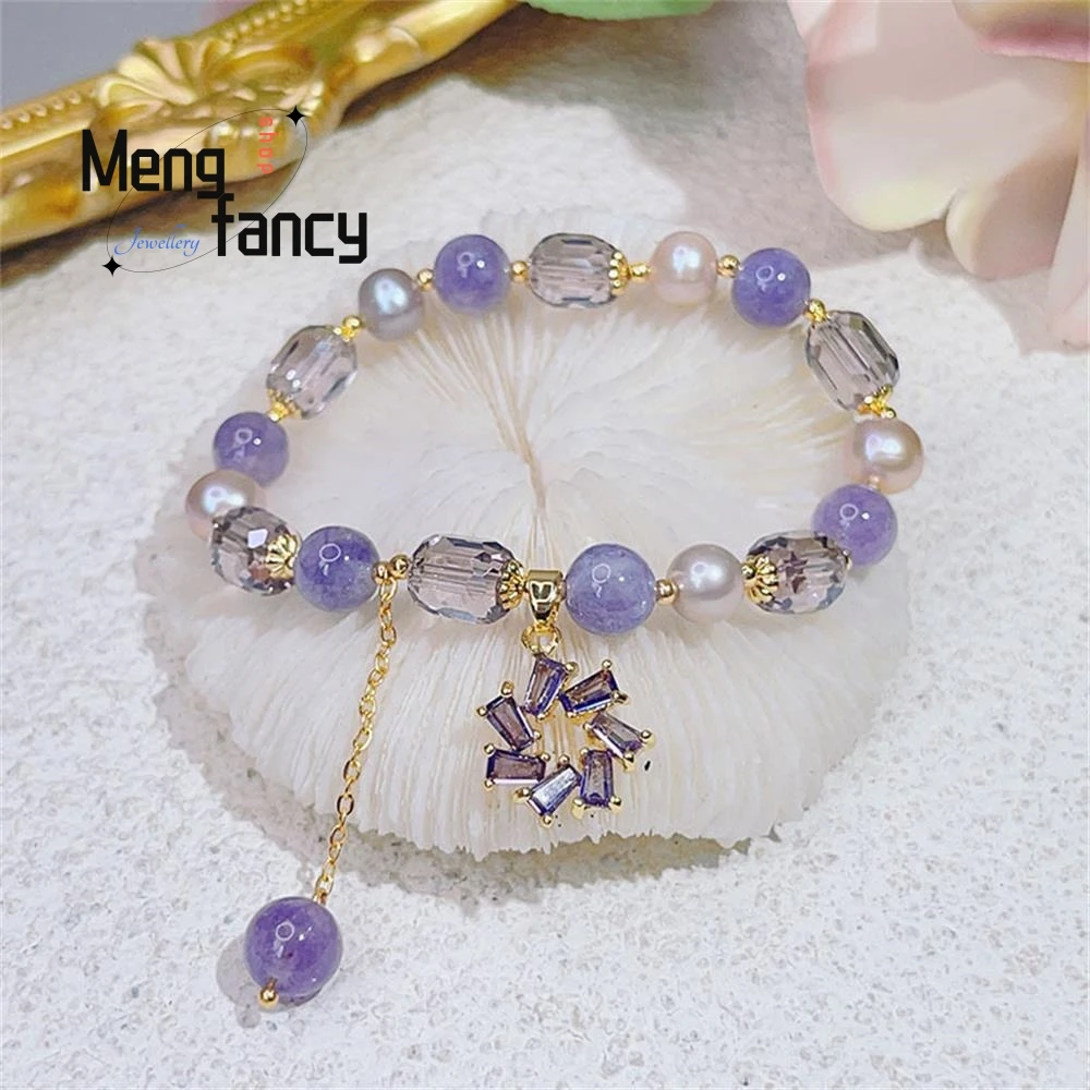 Natural Amethyst Pearl Bracelet Female Simple Light Luxury Wind Turbine Pendant Fashion Jewelry Popular High-grade Holiday Gifts