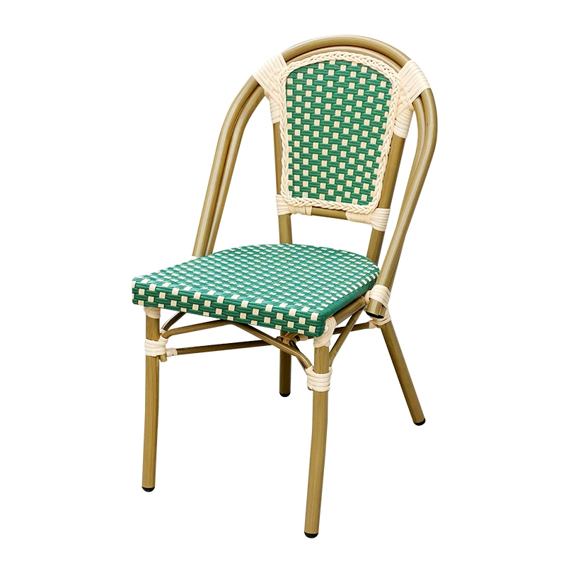 

French restaurant rattan chair European bamboo rattan chair Cafe outdoor dining chair Internet celebrity rattan courtyard