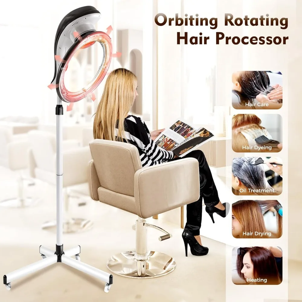 Orbiting Stand Hair Dryer 110V 950W Multifunctional Infrared Hair Dryer Professional Rotating Hair Salon Color Processor (Grey)