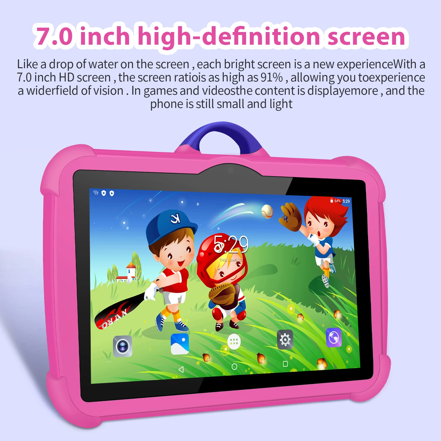 New 7 Inch Kids Tablets Learning Education Android Tablet PC Quad Core 4GB RAM 64GB ROM 5G WiFi Dual Cameras Children\'s Gifts