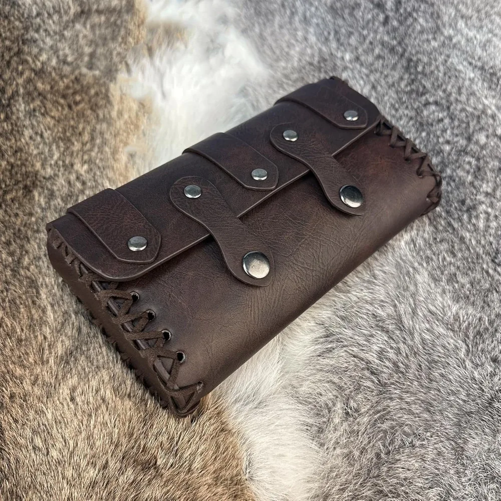 Ceinture rétro Viking Knight en cuir synthétique PU, imprimé Copaly, sac de taille de changement, ensemble de ceintures de déguisement d'halloween, accessoire
