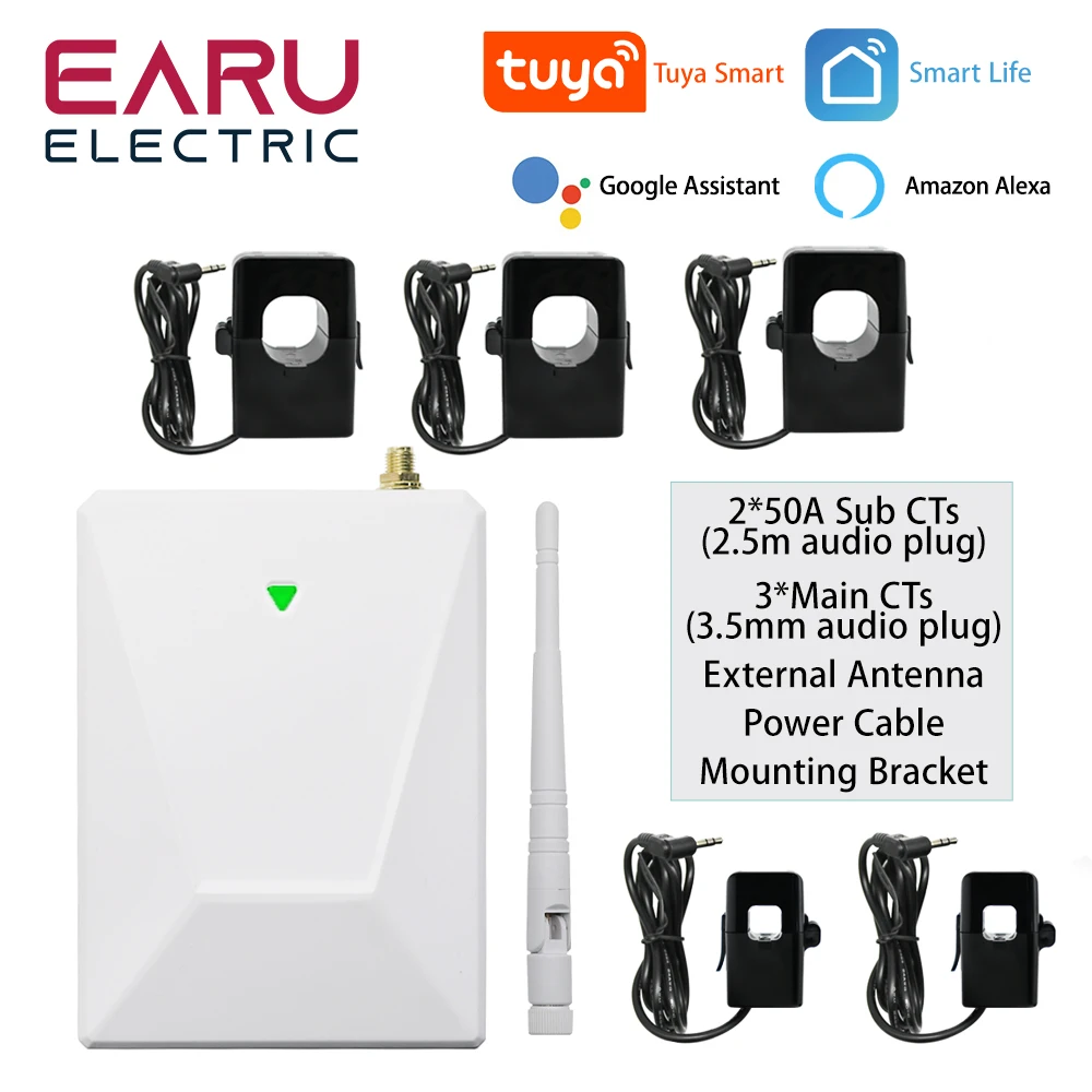 Energia de Energia de Circuito Bi-direcional Inteligente Wifi Monitor de Medidor Kwh Braçadeira ct Transformador de Corrente por Tuya App Fases 200 a 300a Pcs