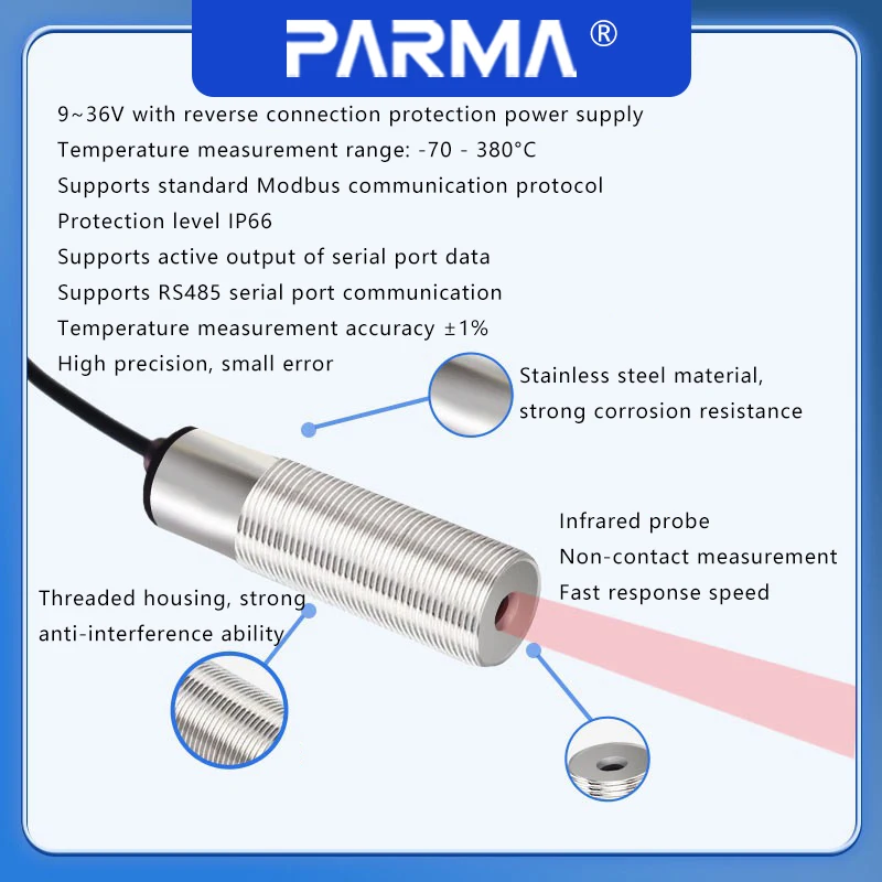 Industrial Online Non-Contact Infrared Temperature Measurement Sensor Module Wireless Thermometer Probe