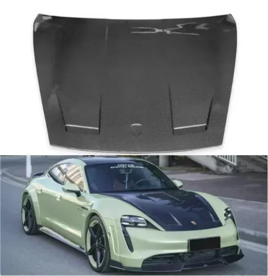 

New！ For Porsche Taycan 4S Turbo Turbo S 2019 2020 2021 2022 2023 2024 Real Carbon Fiber Car Front Engine Hood Vent Cover