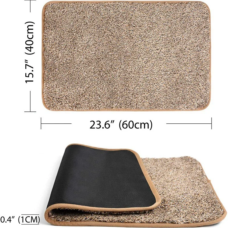 T21C Door Mat, Backing Non Slip Low-Profile Super Absorbent Door Mat Cotton Shoe Scraper Dirt Trapper Pet Mat For Front Khaki
