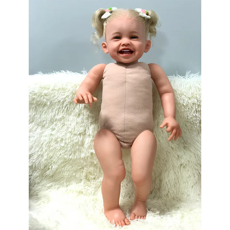 60CM Reborn Toddler Popular MILA Cute Girl Doll con capelli biondi radicati Soft Cuddle Body bambola fatta a mano di alta qualità