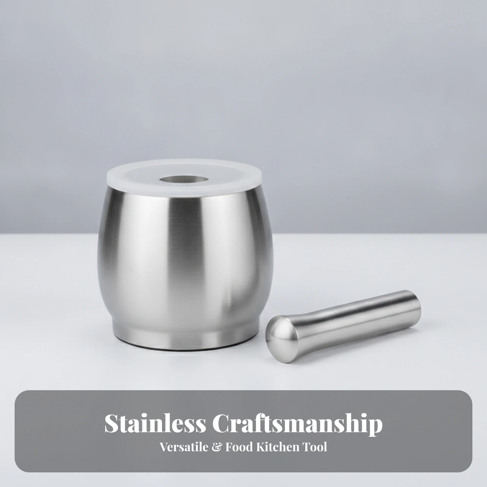Stainless Steel Mortar and Pestle Food Grade Mortar and Pestle Set with Lid Manual Herb Grinder Odor-Resistant Grinding Bowl