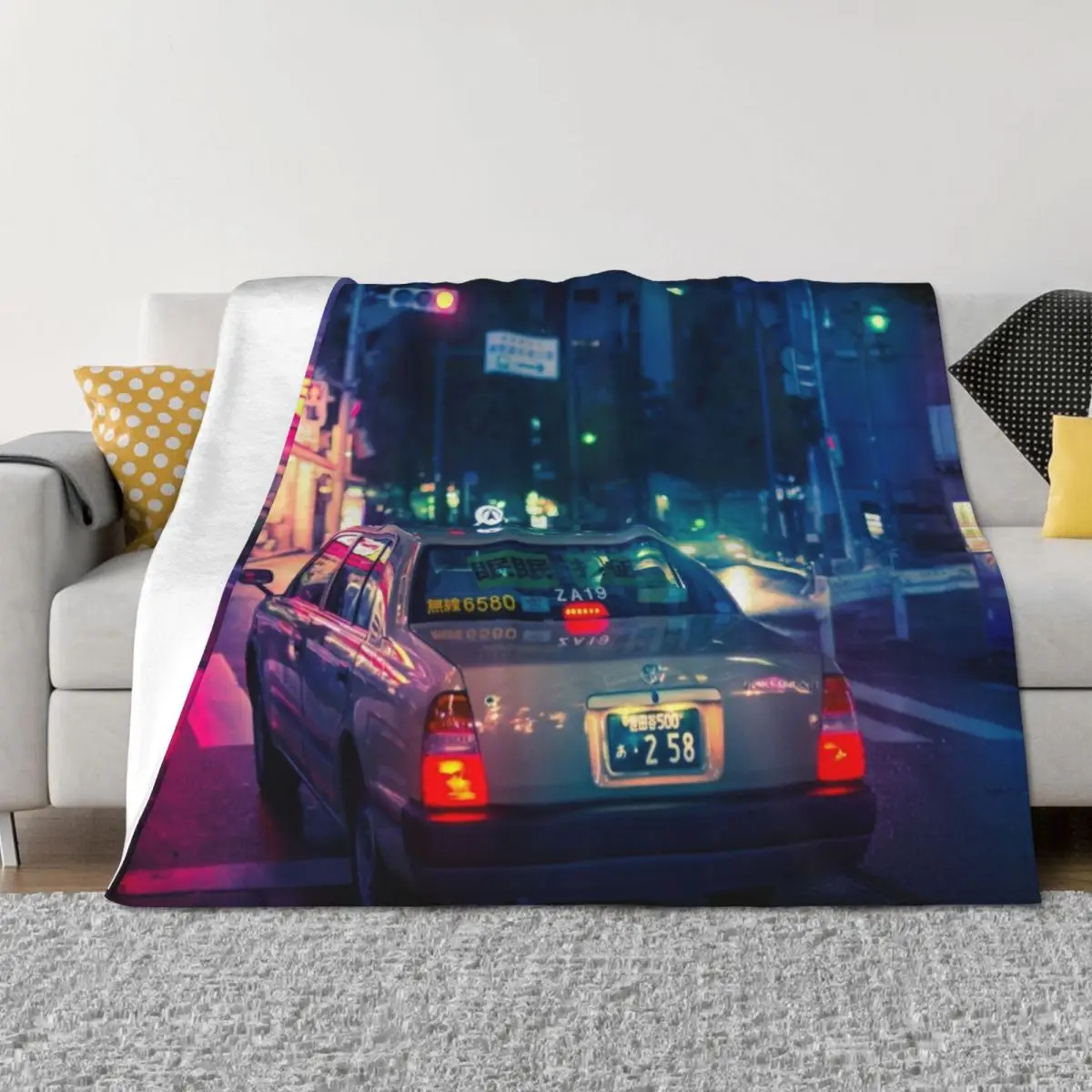 

Late night taxi ride Throw Blanket decorative Retros Quilt Blankets