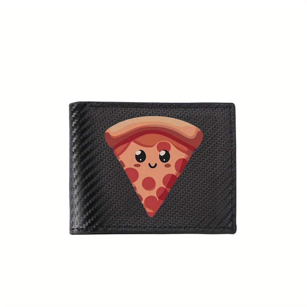 Bonita rodaja de pizza sonriente pepperoni, billeteras para hombre, negocios simples, diseño de impresión moderno y elegante, regalos para padre, novio, Chris