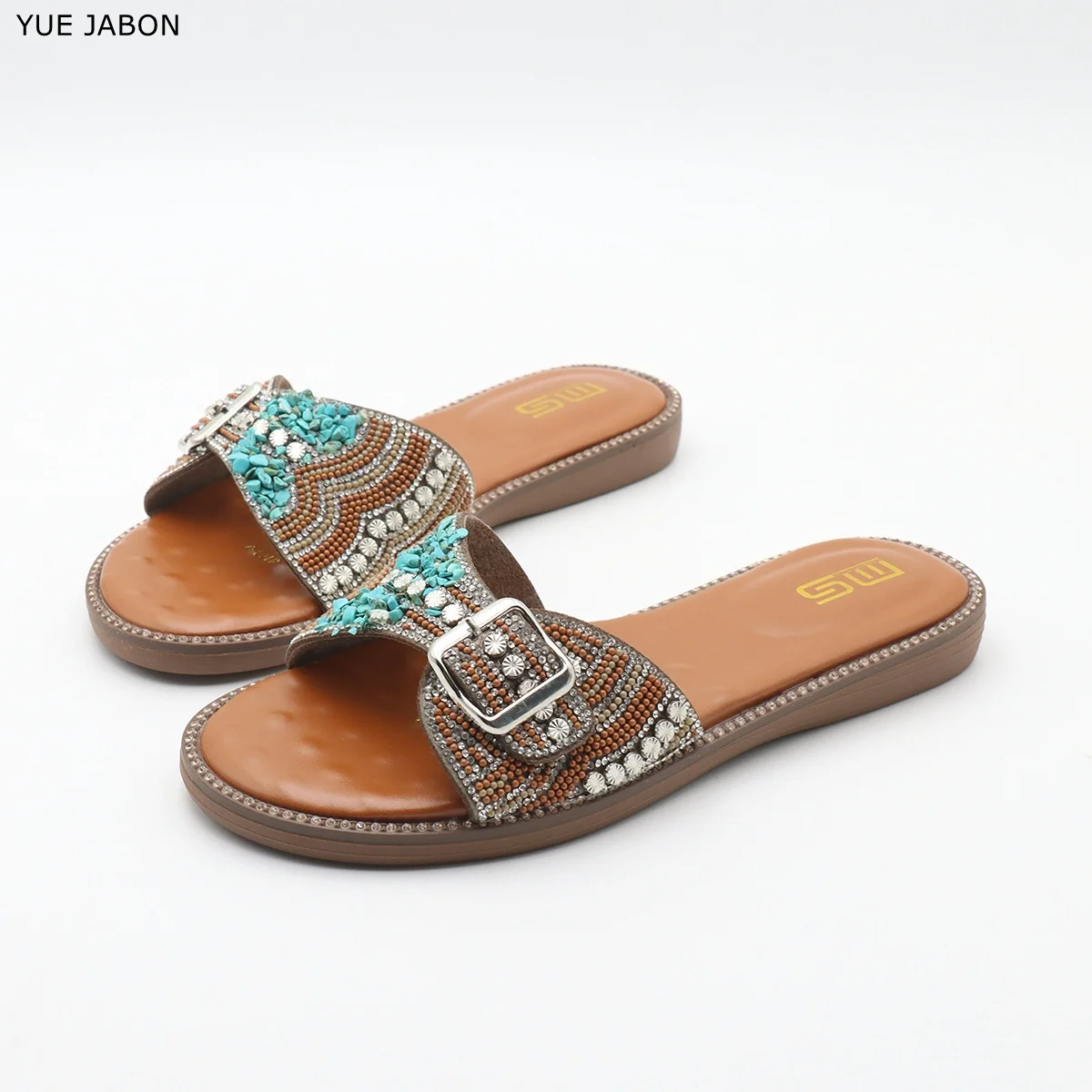 Ethnic Style Combination Design Exquisite Fashion Women's New Slippers Crystal Buckle Versatile Women's Sandals